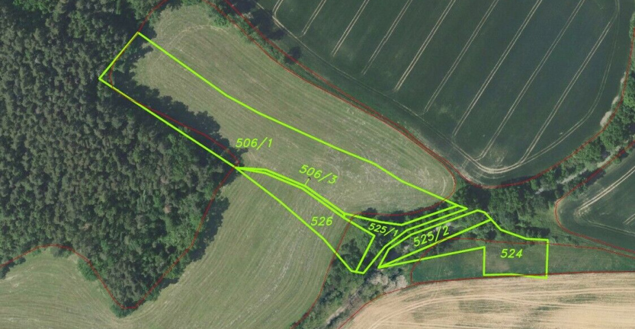 Prodej pozemků Bořkovice, obec Zvěstov, ostatní