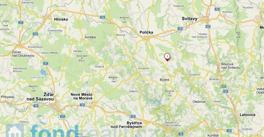 Prodej pozemků Jedlová u Poličky, obec Jedlová, podílové spoluvlastnictví 1/3